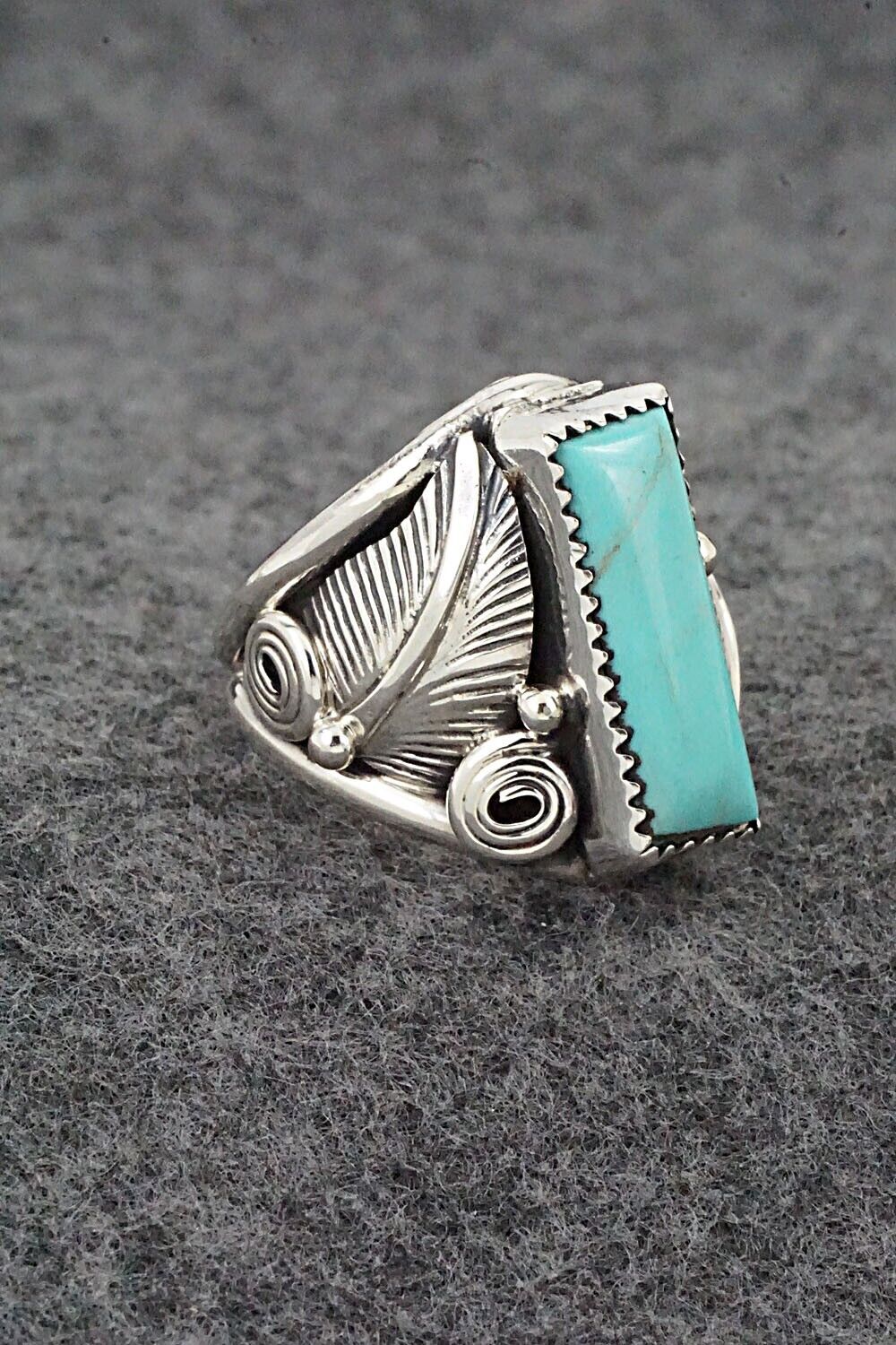 Turquoise & Sterling Silver Ring - Darrell Morgan - Size 8