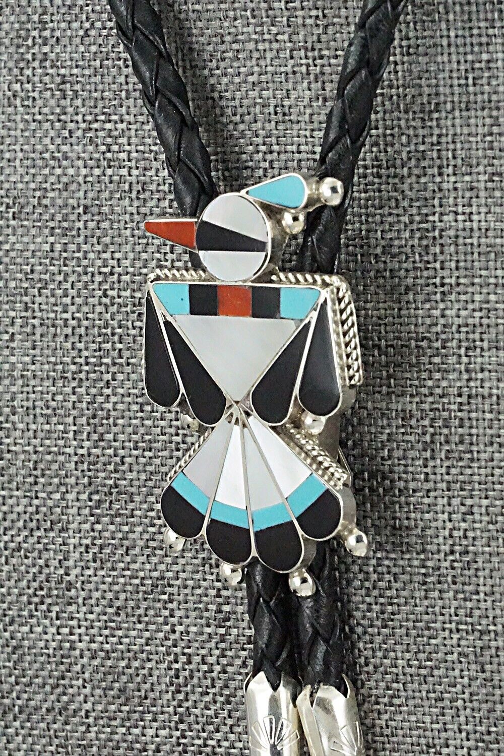 Multi-Stone & Sterling Silver Inlay Bolo Tie - Favian Cellicion