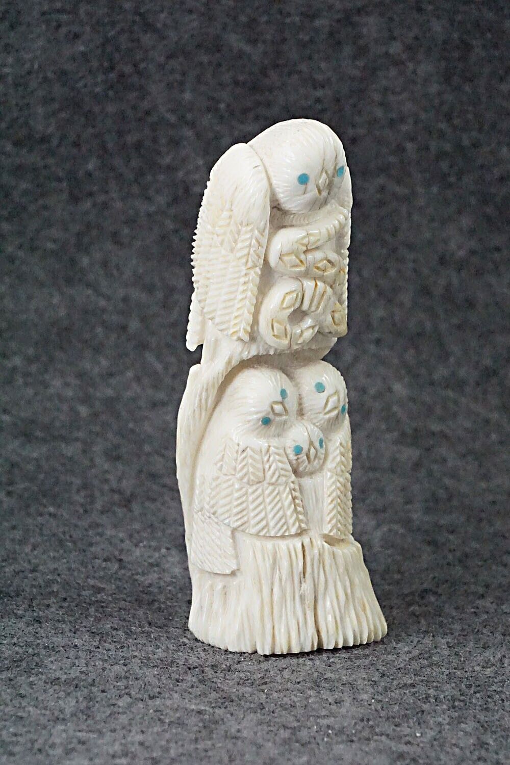 Owls & Rattlesnake Zuni Fetish Carving - Destry Siutza