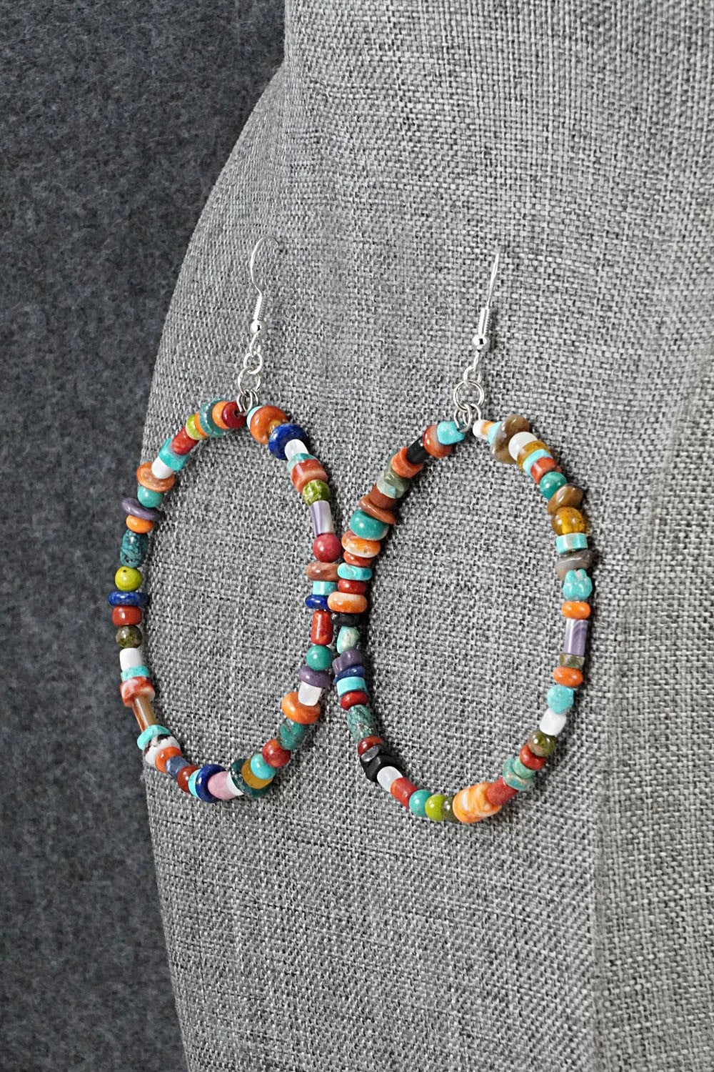Multi-Stone & Sterling Silver Earrings - Helen Tsosie