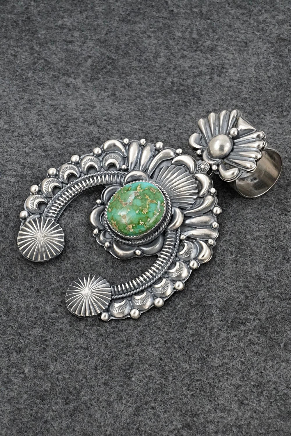 Turquoise & Sterling Silver Naja Pendant - Delbert Gordon