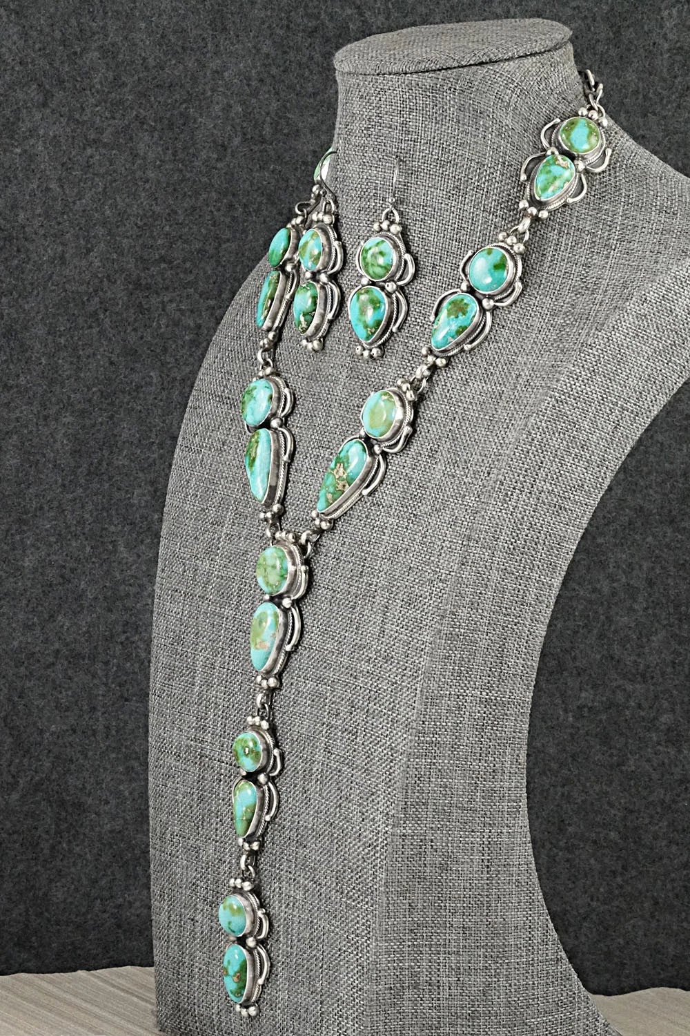 Turquoise & Sterling Silver Necklace and Earrings Set - Kathleen Livingston