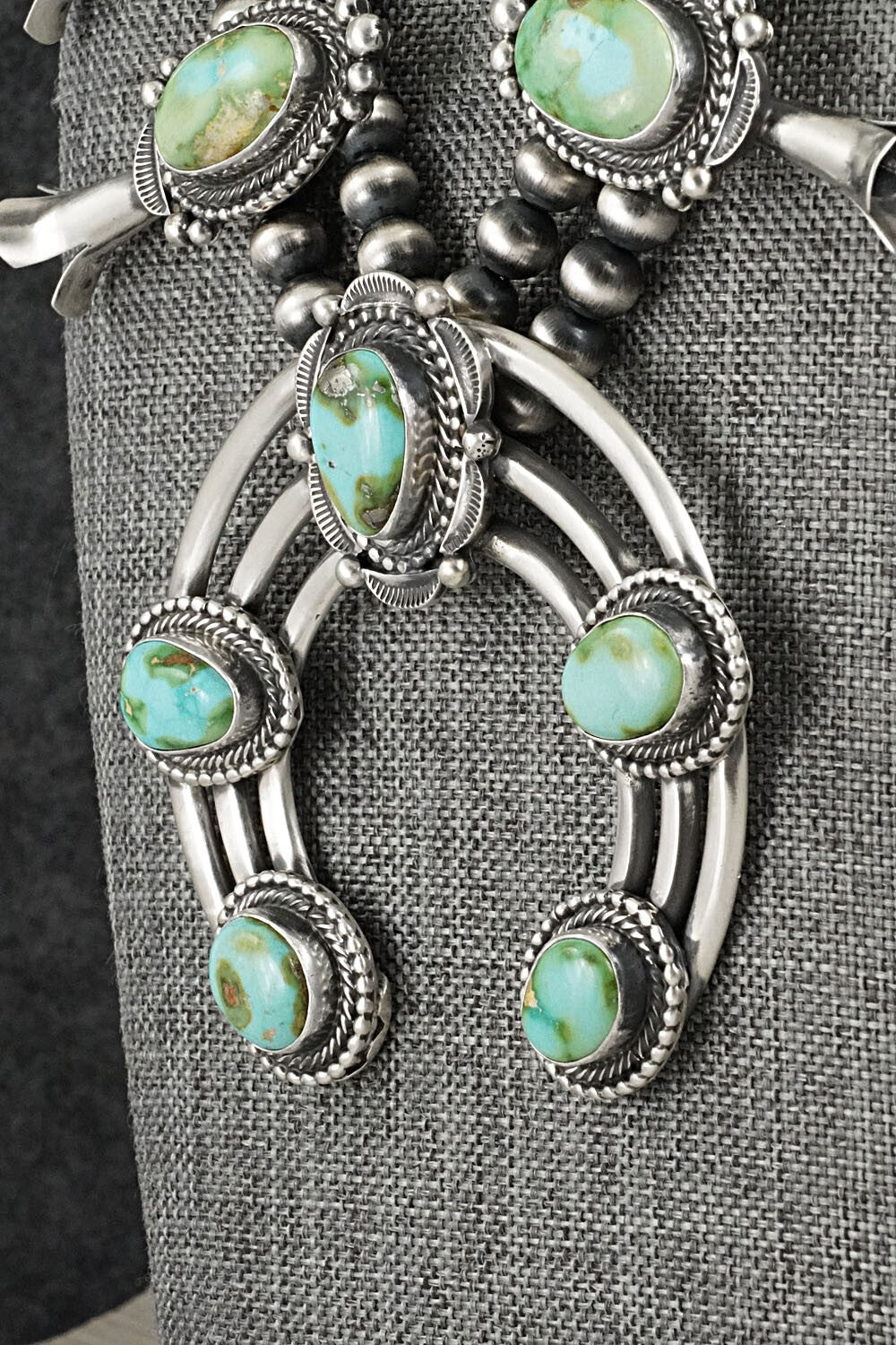 Turquoise & Sterling Silver Squash Blossom Set - Tom Lewis