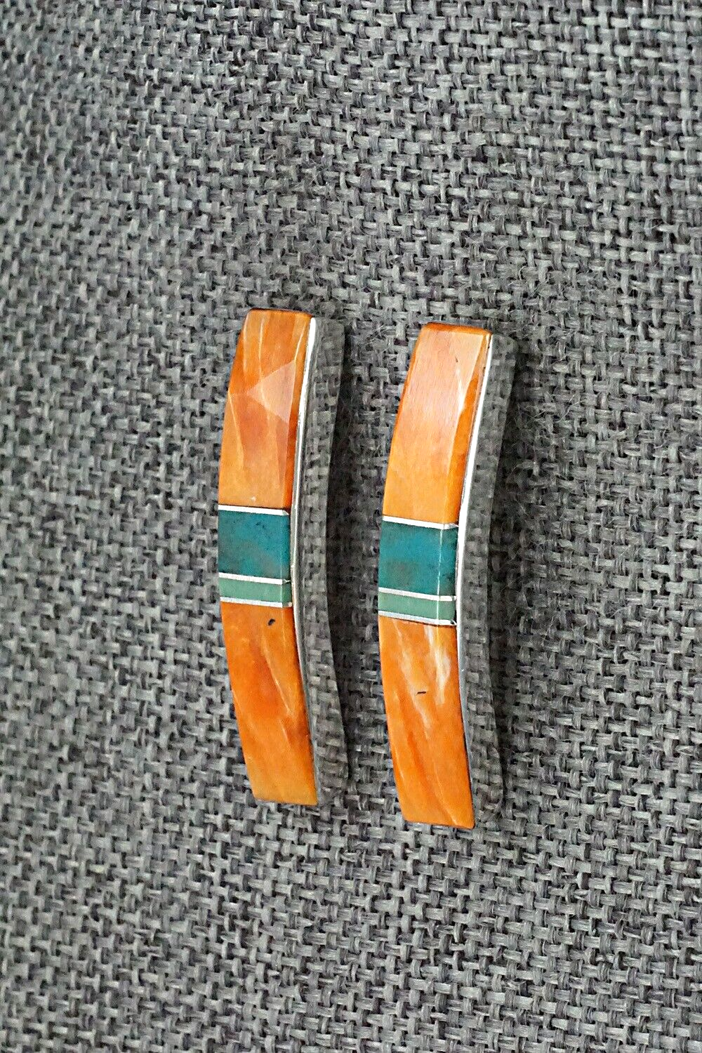 Spiny Oyster, Turquoise & Sterling Silver Earrings - Marilyn Yazzie