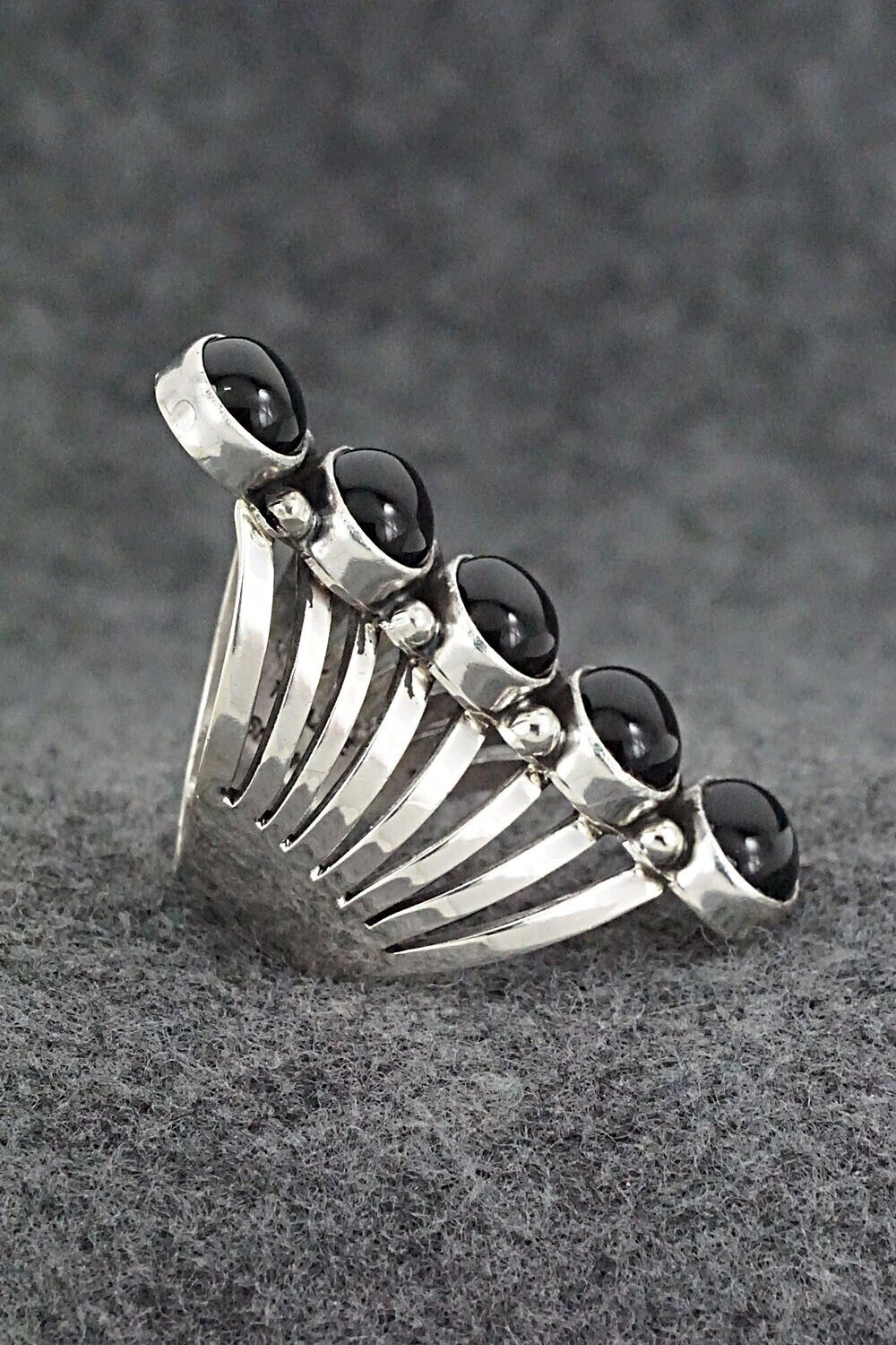 Onyx & Sterling Silver Ring - Thomas Yazzie - Size 9.5