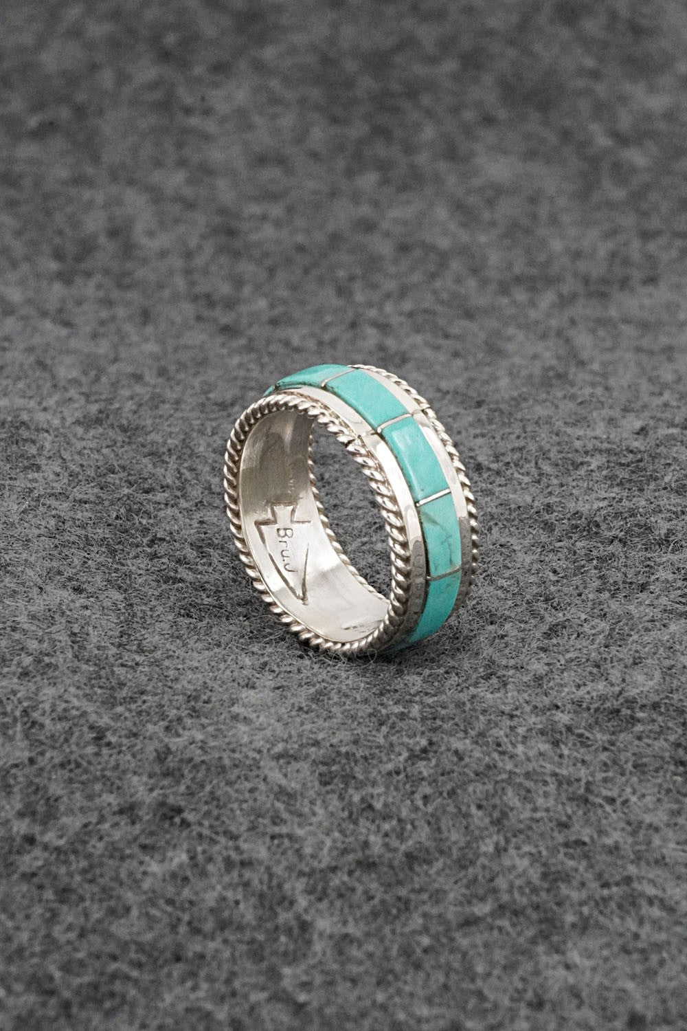 Turquoise & Sterling Silver Ring - Bruce Johnson - Size 6.5