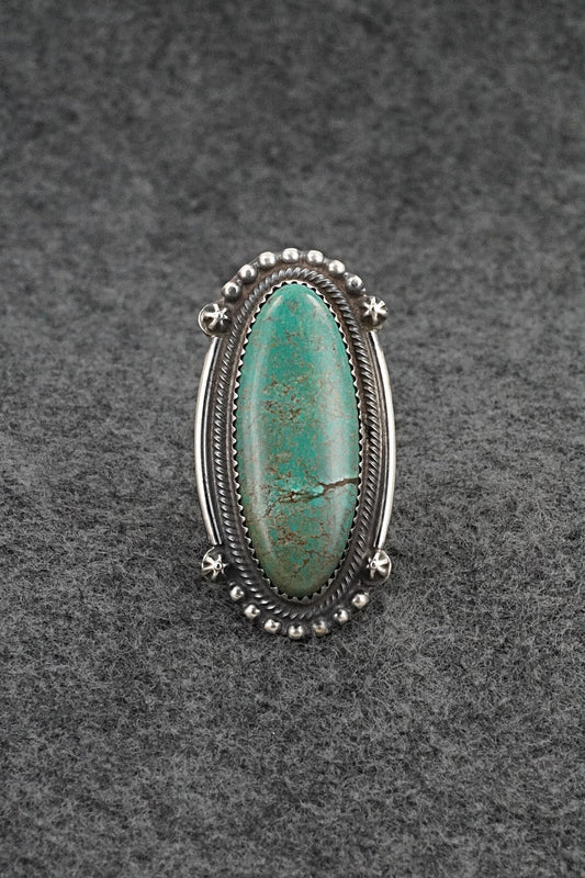 Turquoise & Sterling Silver Ring - Leslie Nez - Size 9.5