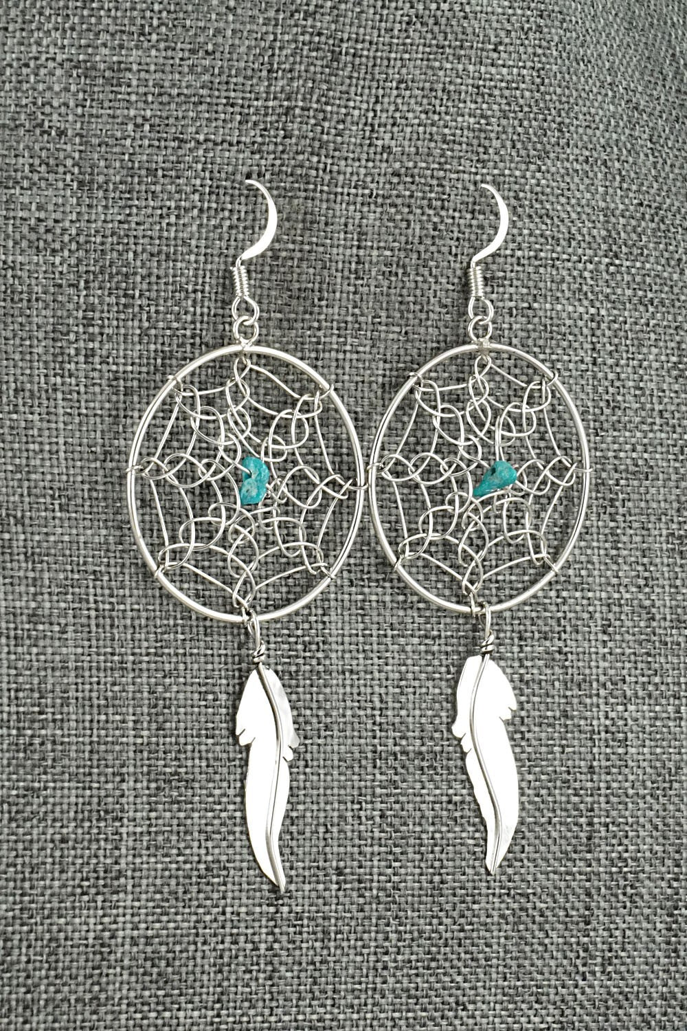 Turquoise & Sterling Silver Earrings - Lorenzo Arviso Jr.