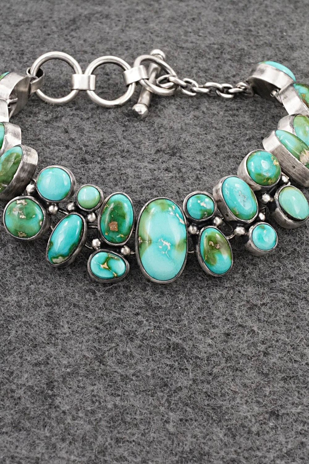 Turquoise & Sterling Silver Link Bracelet - Loretta Delgarito