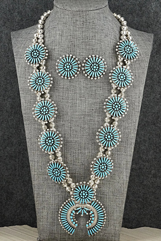 Turquoise & Sterling Silver Squash Blossom Set - Sibert Bowannie Sr.