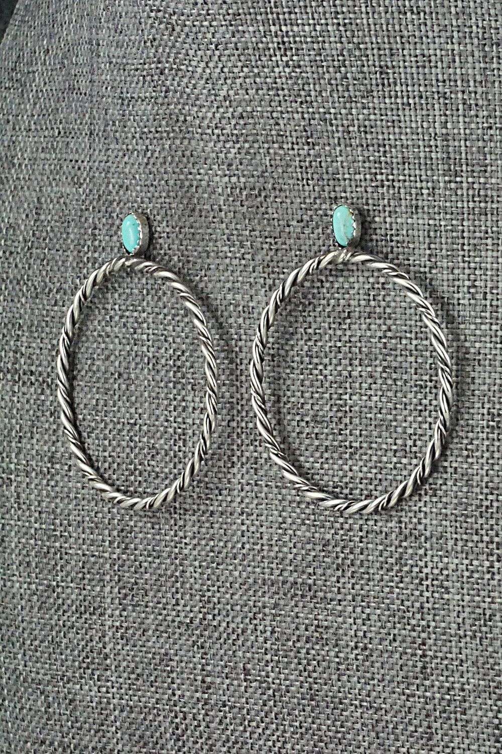 Turquoise & Sterling Silver Earrings - Nelson Leonard Jr.