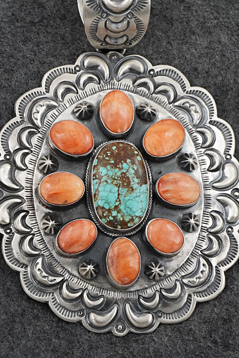 Turquoise, Spiny Oyster & Sterling Silver Pendant - Randy Boyd