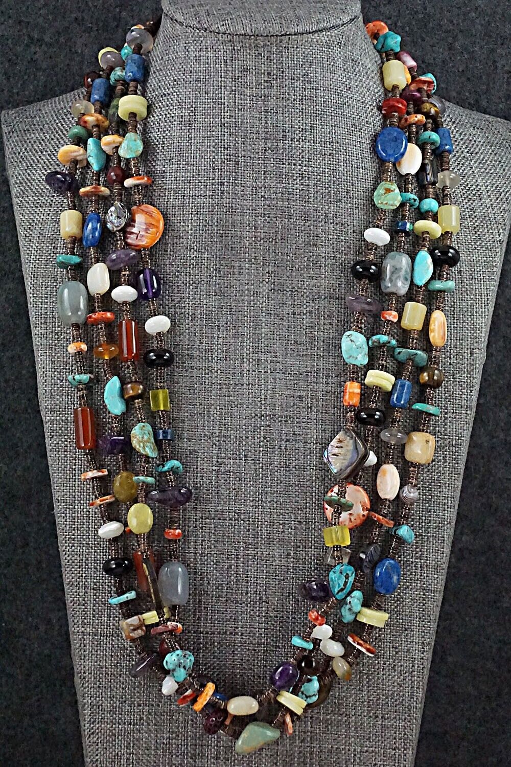 Multi Stone and Sterling Silver Necklace - Helen Tsosie
