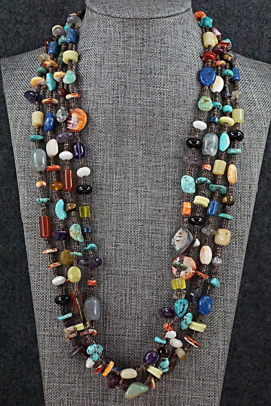 Multi Stone and Sterling Silver Necklace - Helen Tsosie