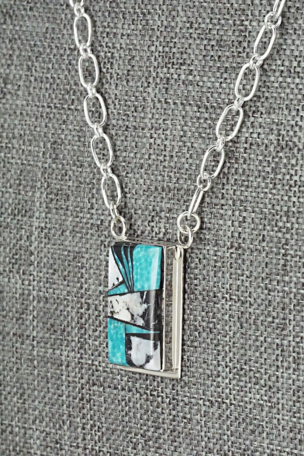 White Buffalo, Turquoise & Sterling Silver Necklace - Michelle Willie