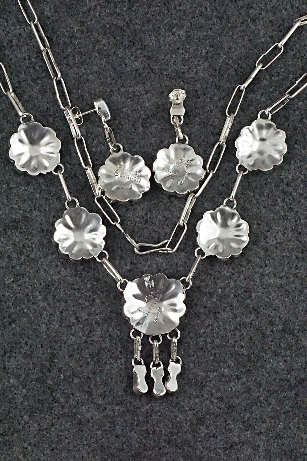 Multi Stone & Sterling Silver Inlay Necklace Set - Burdian Soseeah