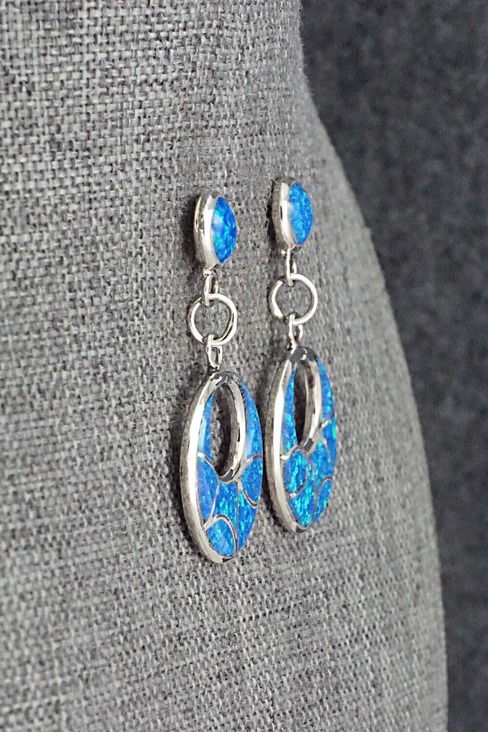 Opalite & Sterling Silver Inlay Earrings - Delorna Lahi