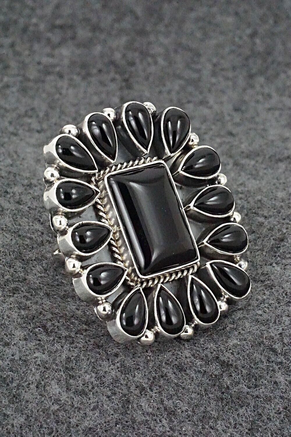 Onyx & Sterling Silver Ring - Verley Betone - Size 7.75