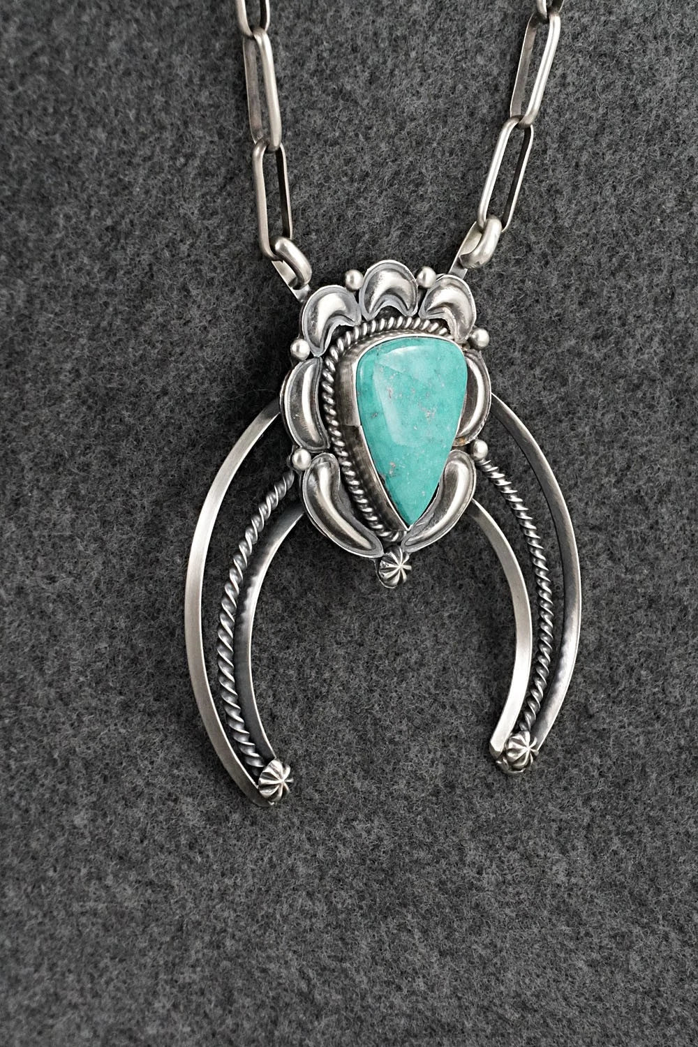 Turquoise & Sterling Silver Necklace - Raymond Delgarito