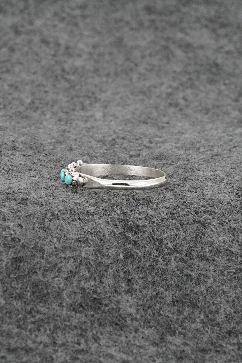 Turquoise & Sterling Silver Ring - April Haloo - Size 8.5