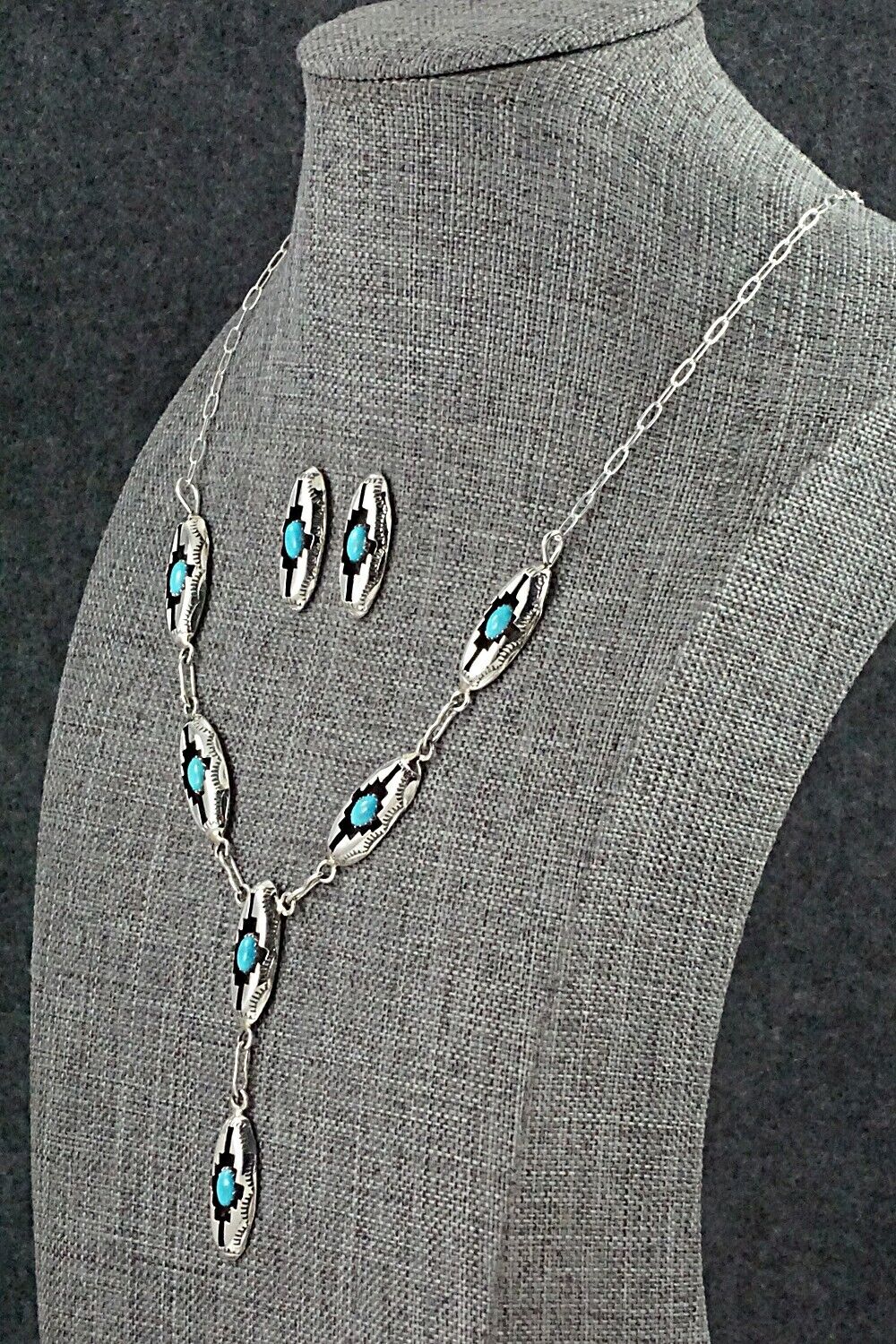 Turquoise & Sterling Silver Necklace and Earrings Set - Felix Perry