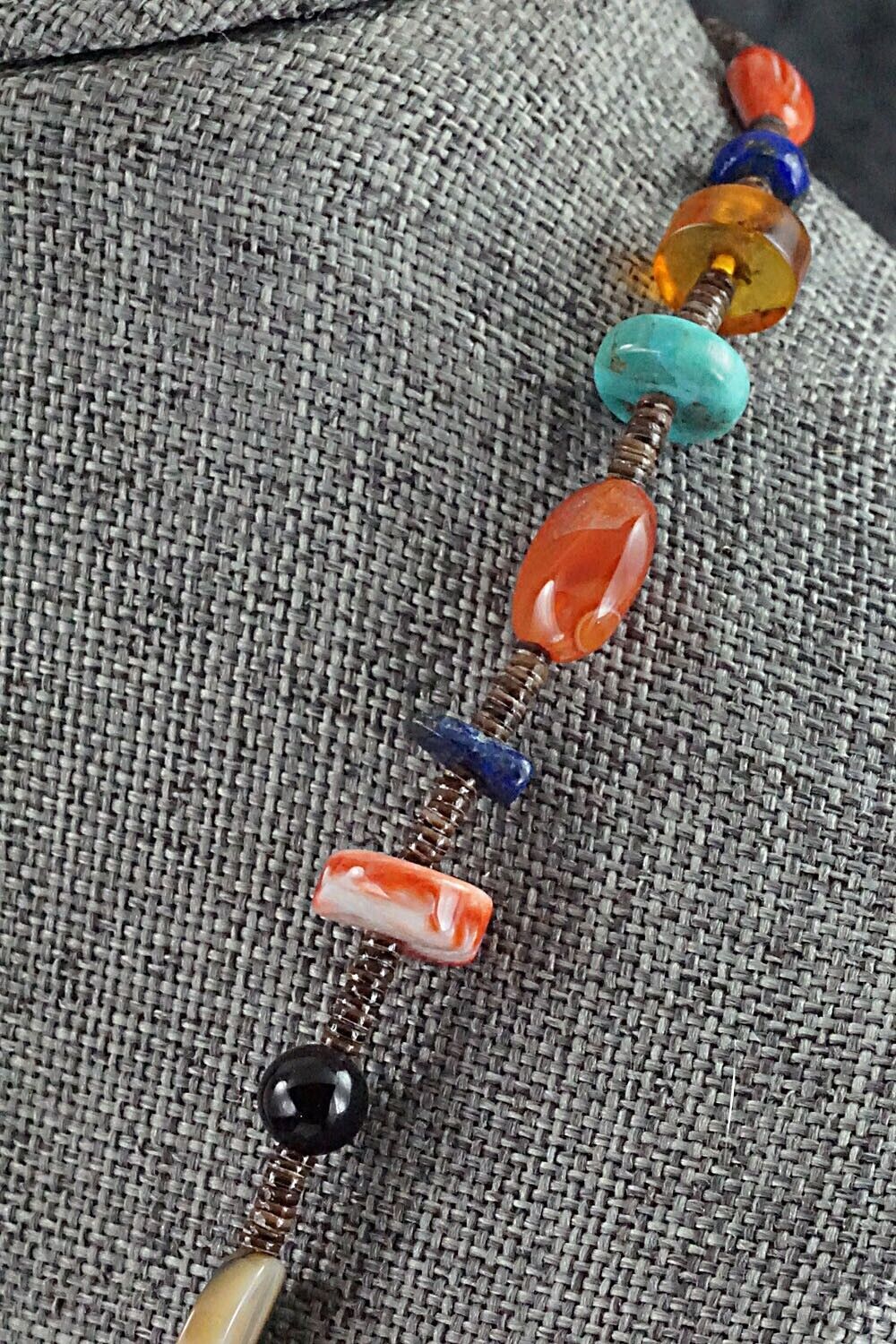 Multi Stone and Sterling Silver Necklace - Helen Tsosie