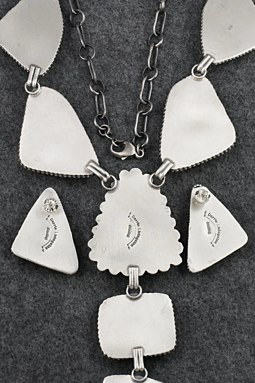 Turquoise & Sterling Silver Necklace and Earrings Set - Darrin Livingston