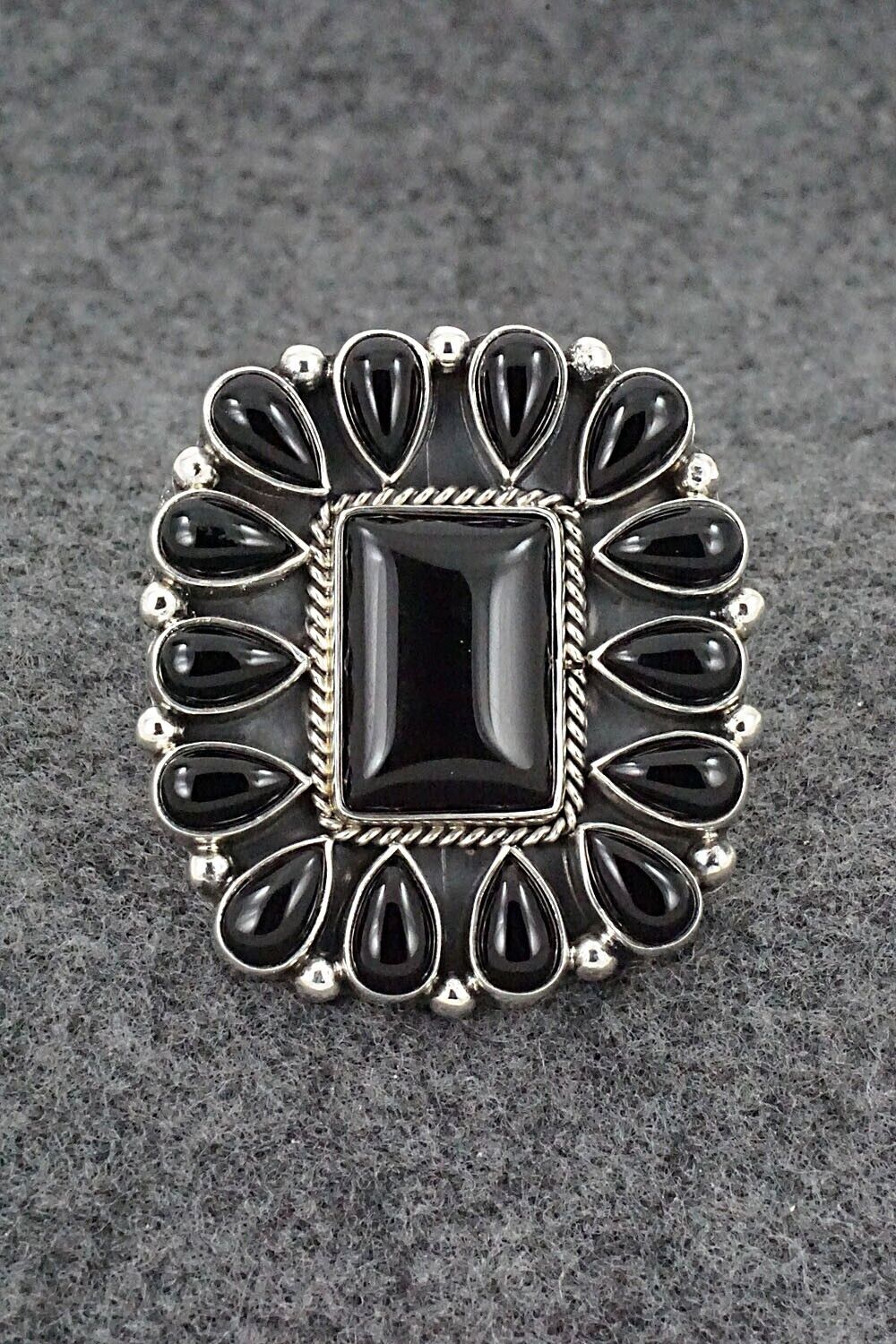 Onyx & Sterling Silver Ring - Verley Betone - Size 7.75