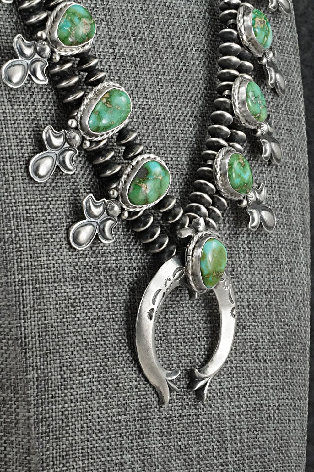 Turquoise & Sterling Silver Mini Squash Blossom Set - Adrienne Gordon