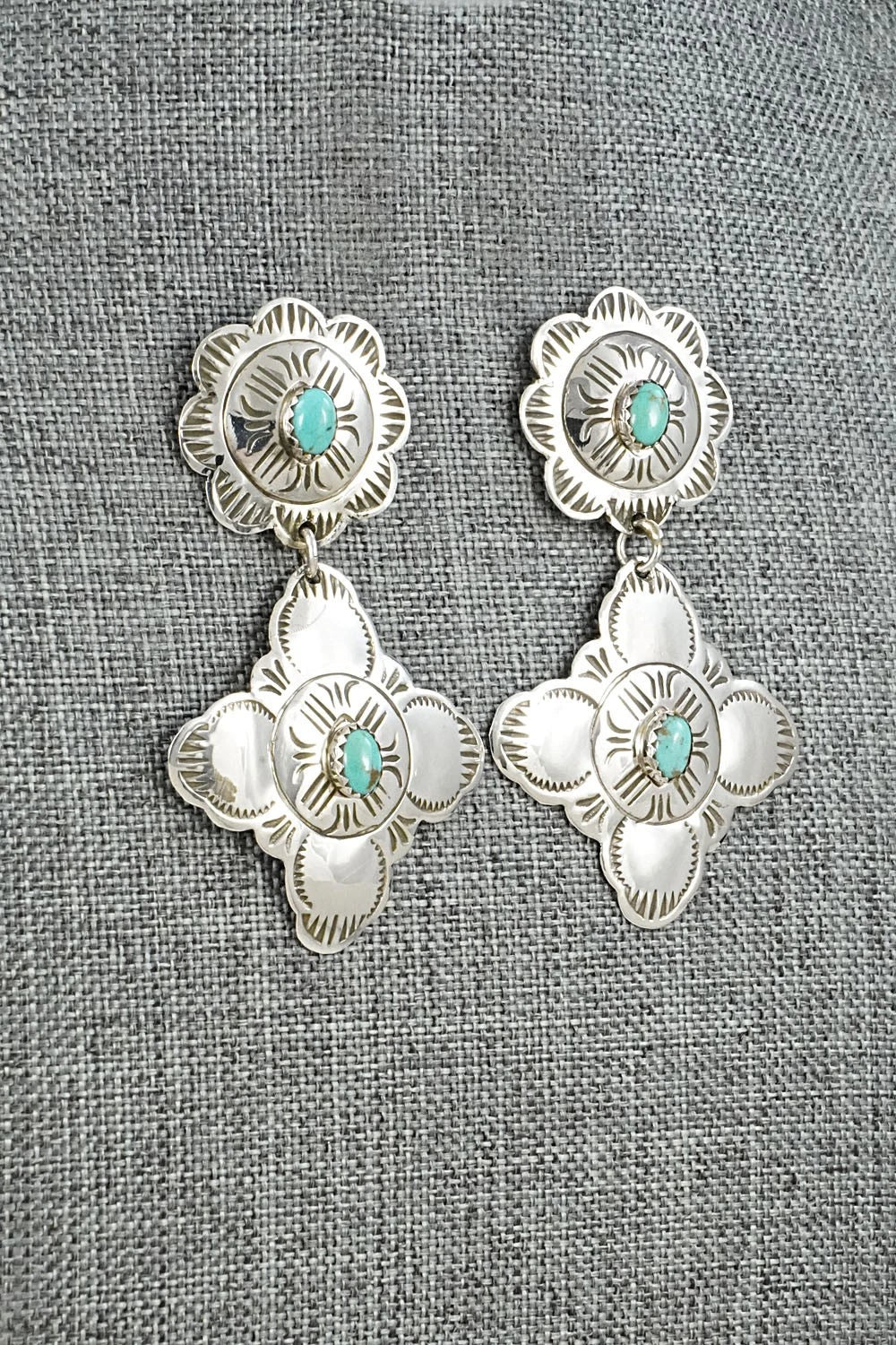 Turquoise & Sterling Silver Earrings - Bertha Begay
