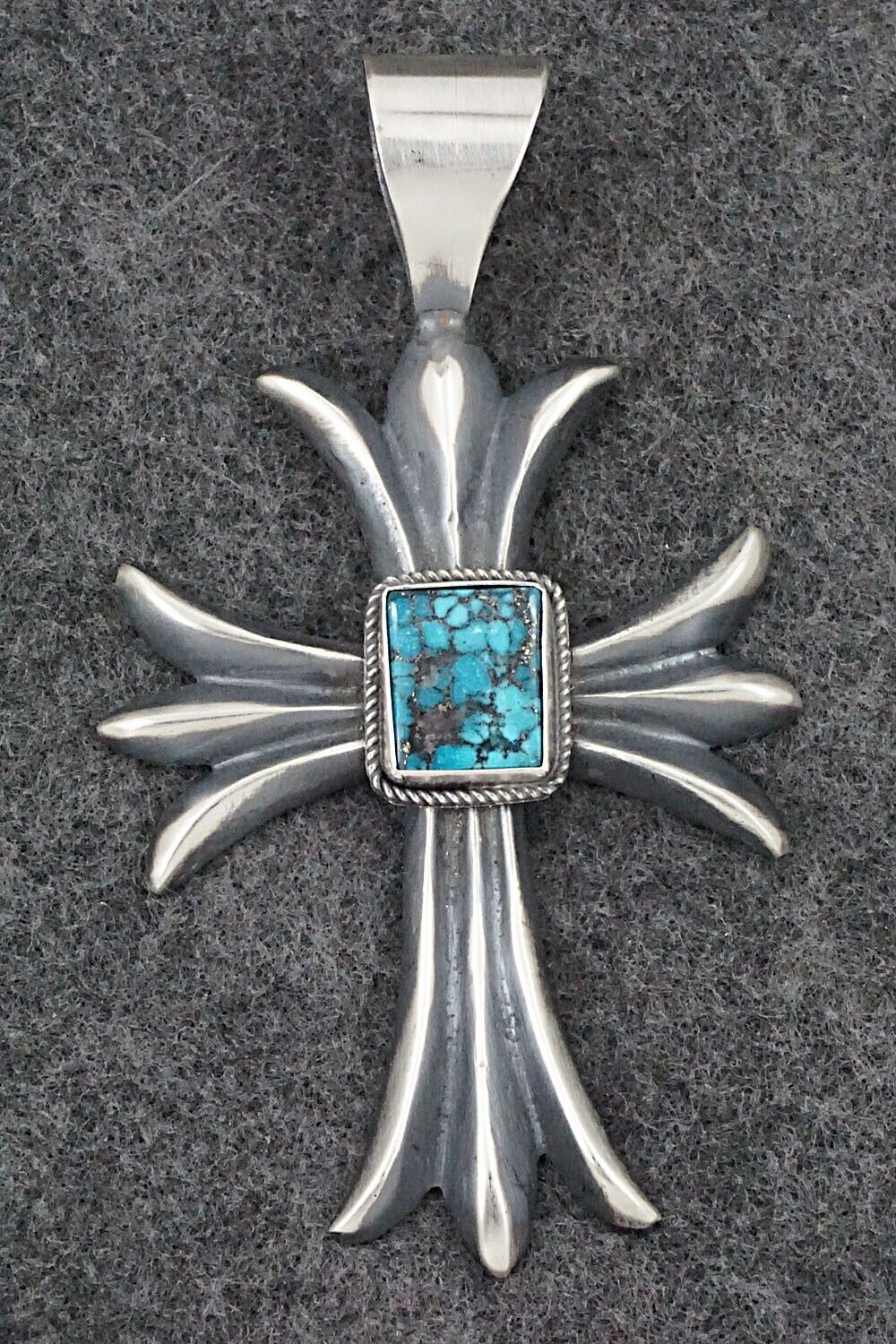 Turquoise & Sterling Silver Pendant - Harrison Bitsue