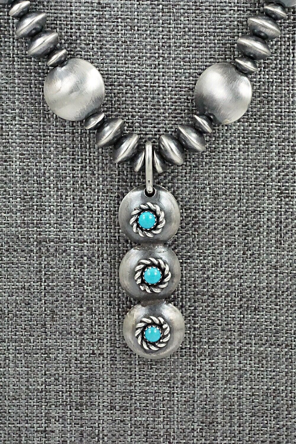 Turquoise & Navajo Pearl Sterling Silver Necklace Set - Preston Haley