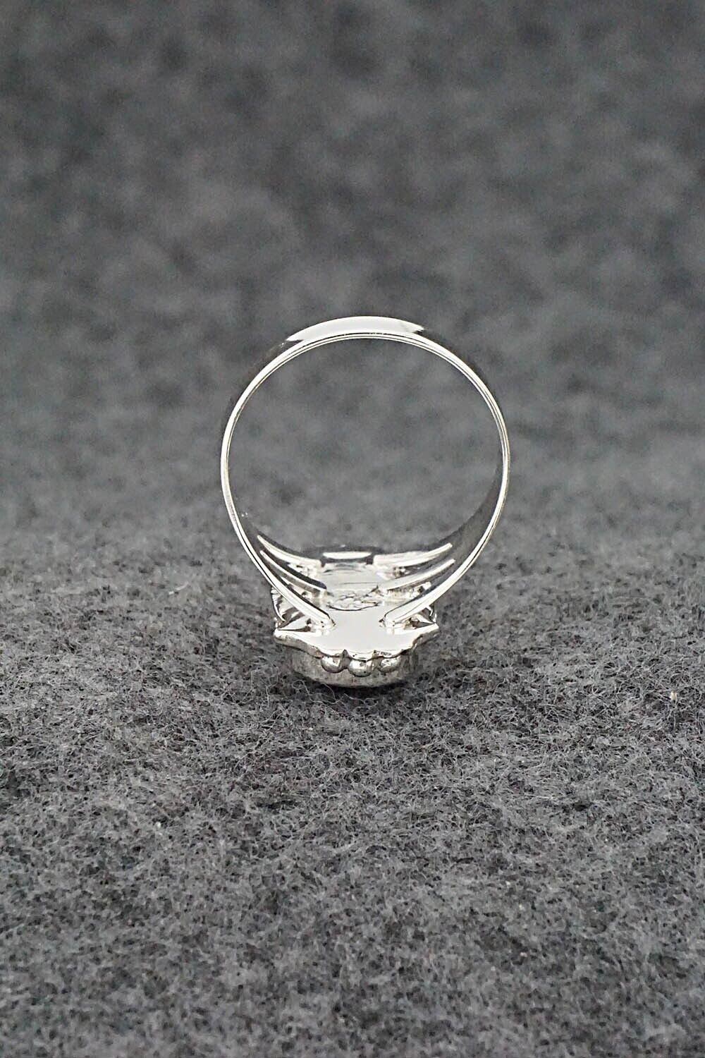 Turquoise, Opalite & Sterling Silver Inlay Ring - James Manygoats - Size 8