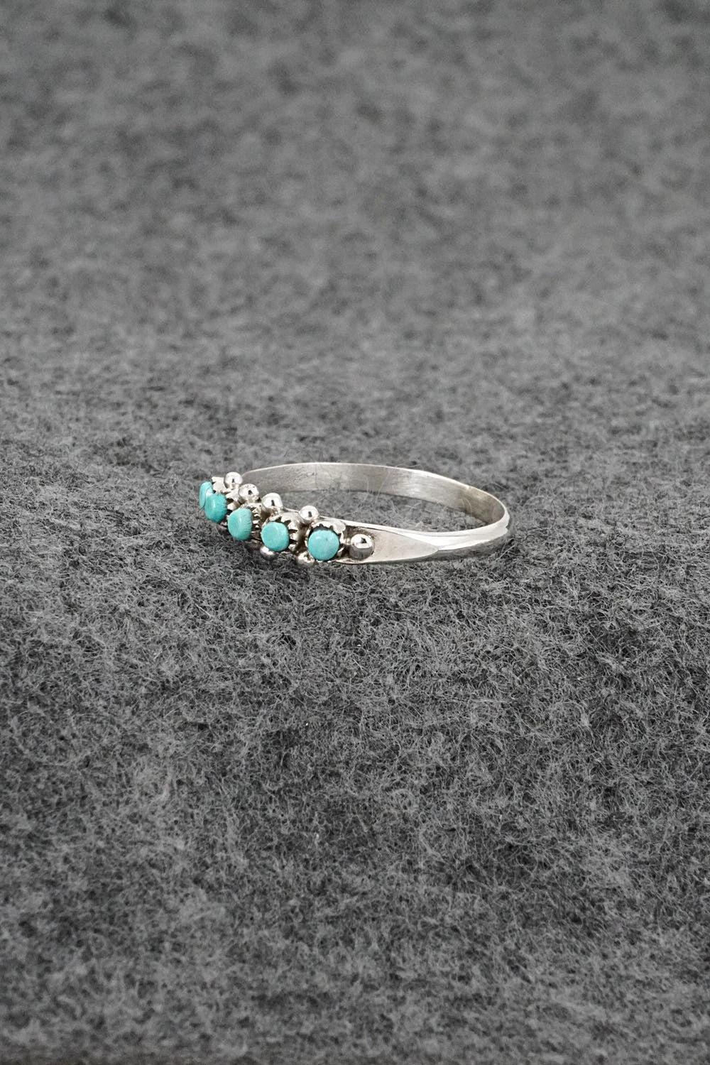 Turquoise & Sterling Silver Ring - April Haloo - Size 8.5