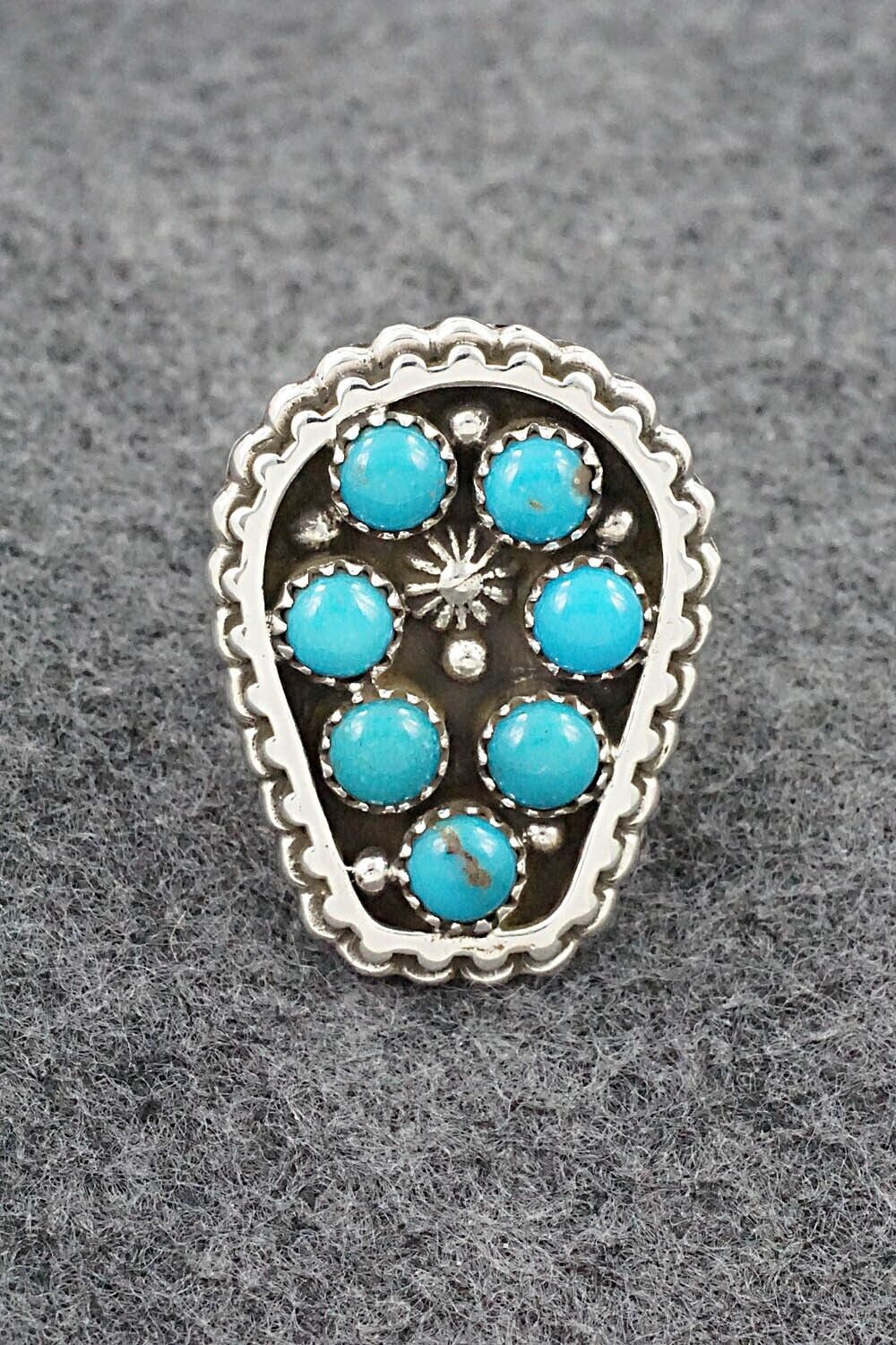 Turquoise & Sterling Silver Ring - Kenny Lonjose - Size 7.25