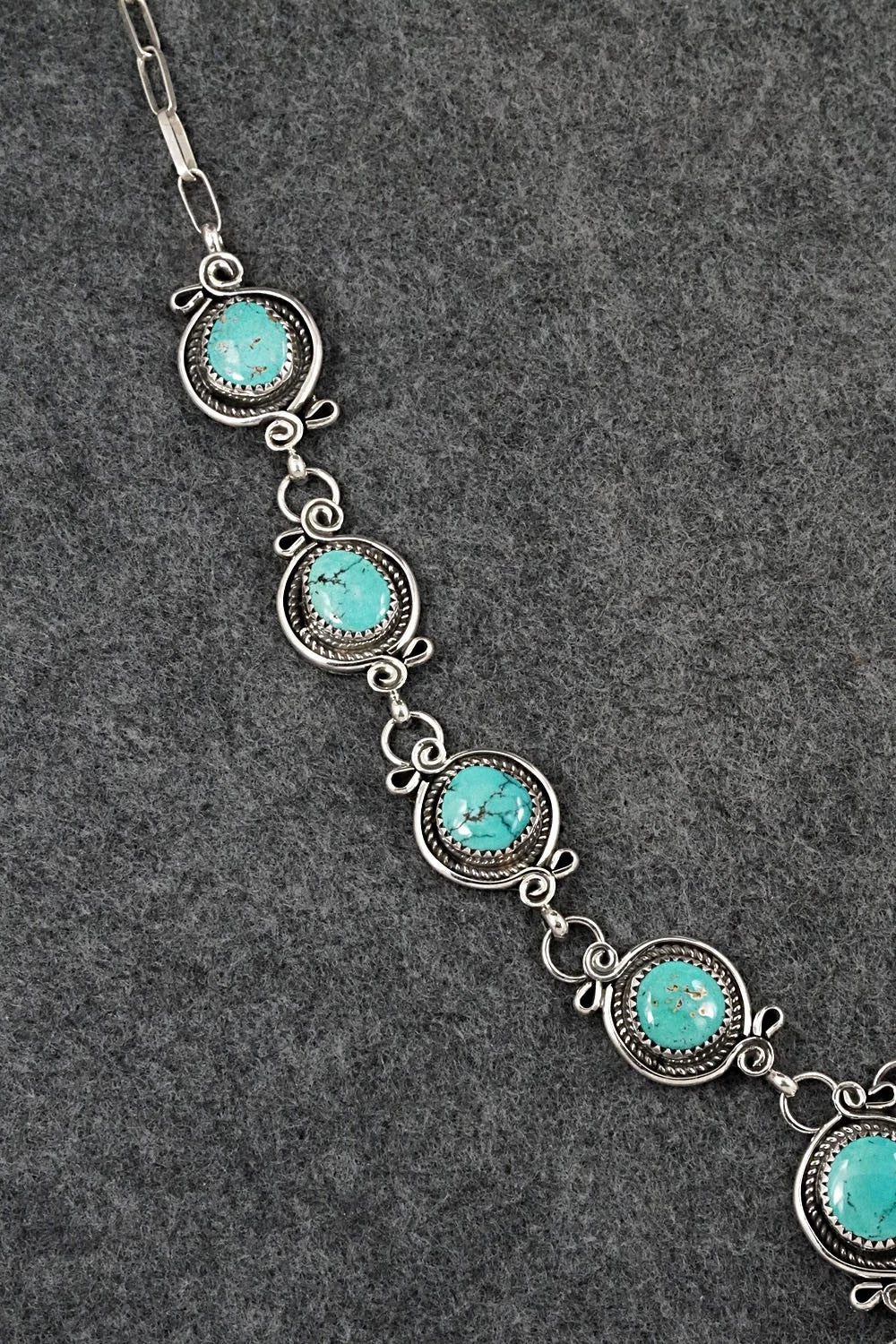 Turquoise & Sterling Silver Necklace and Earrings Set - Phil Nez
