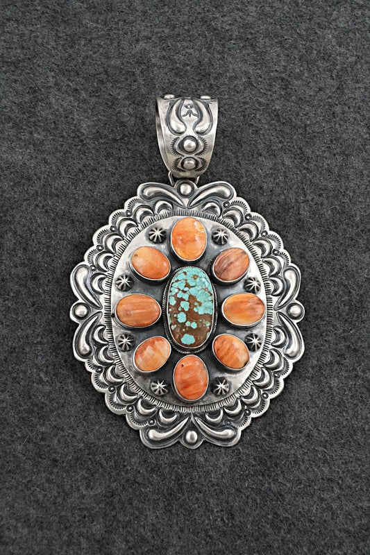 Turquoise, Spiny Oyster & Sterling Silver Pendant - Randy Boyd