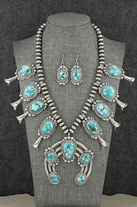 Turquoise & Sterling Silver Squash Blossom Set - Tom Lewis