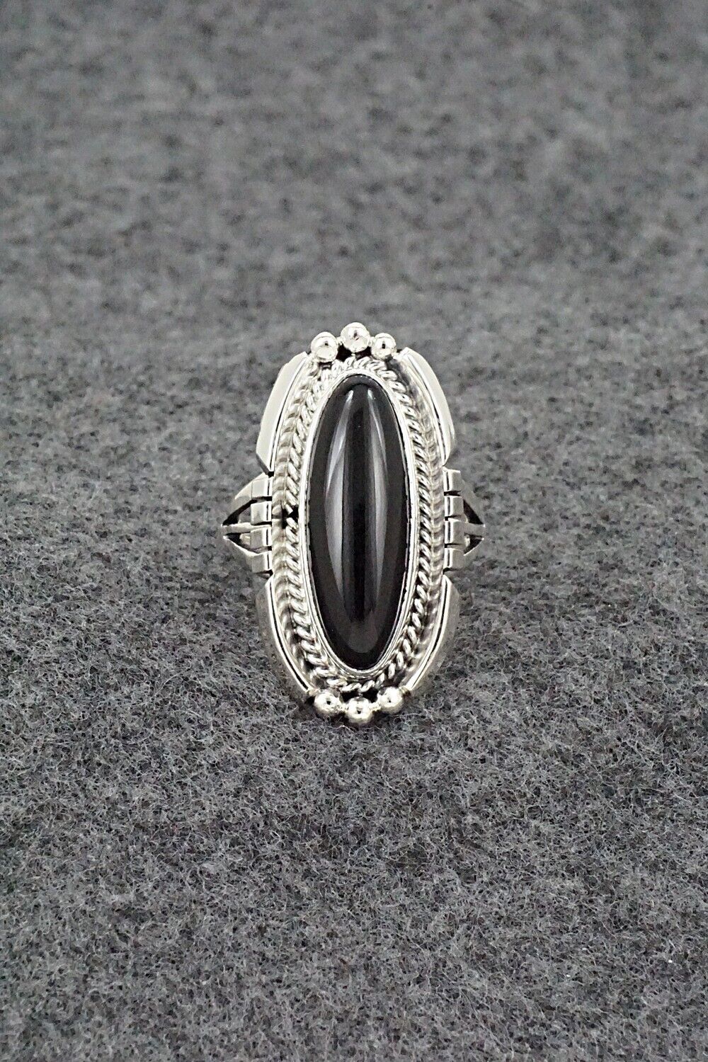 Onyx & Sterling Silver Ring - Samuel Yellowhair - Size 8.75