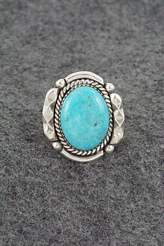 Turquoise & Sterling Silver Ring - Kenny Calavaza - Size 9.25