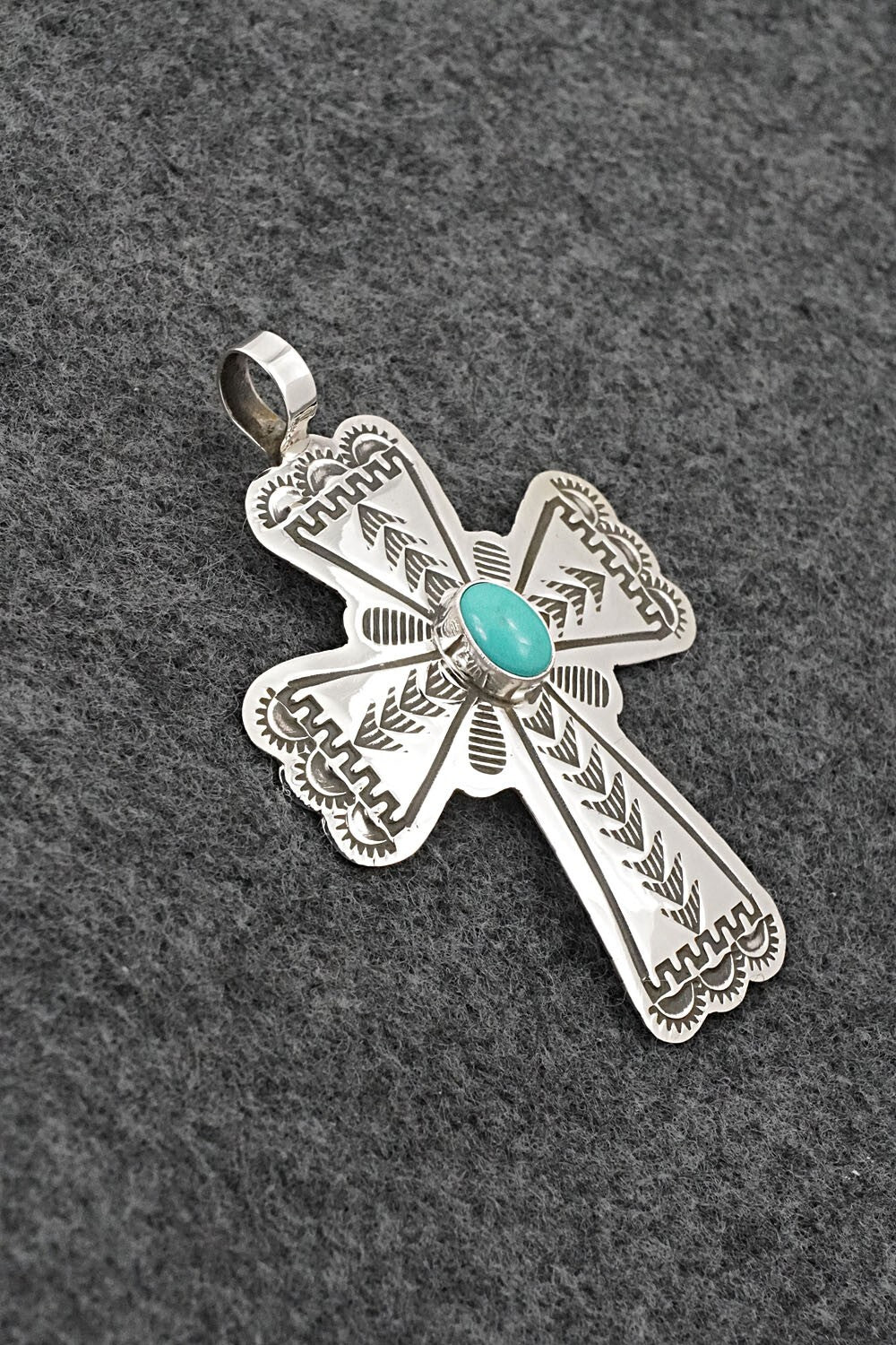 Turquoise & Sterling Silver Pendant - Arnold Blackgoat