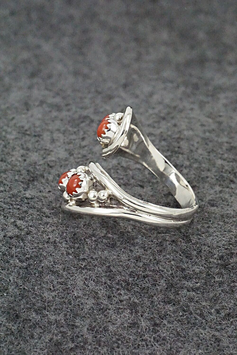 Coral & Sterling Silver Ring - Annette Chiquito - Size 10