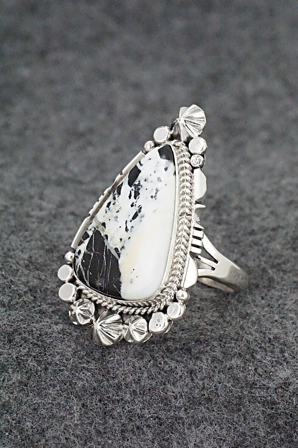 White Buffalo & Sterling Silver Ring - Daniel Benally - Size 8.75