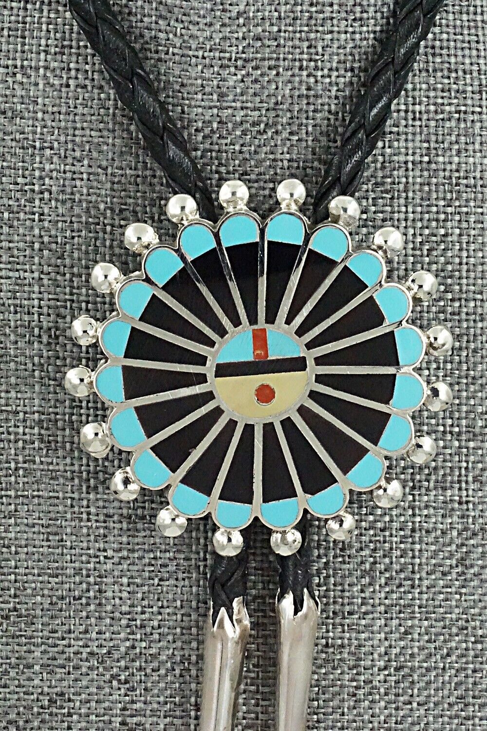 Multi-Stone & Sterling Silver Inlay Bolo Tie - Adrian Wallace