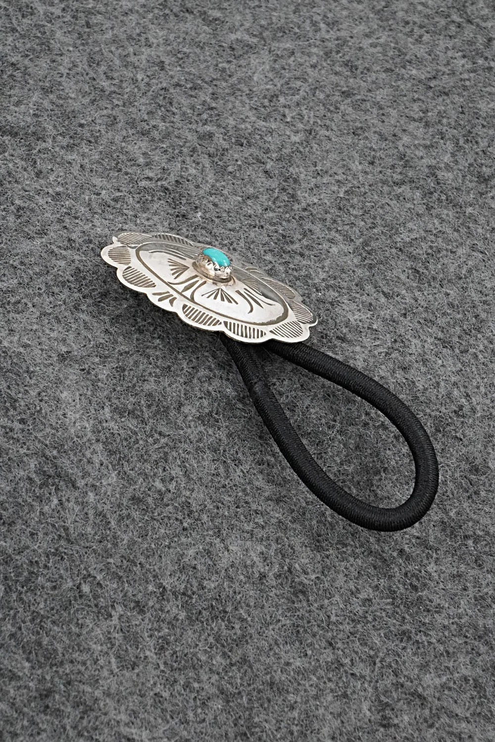 Turquoise & Sterling Silver Hair Tie - Bertha Begay