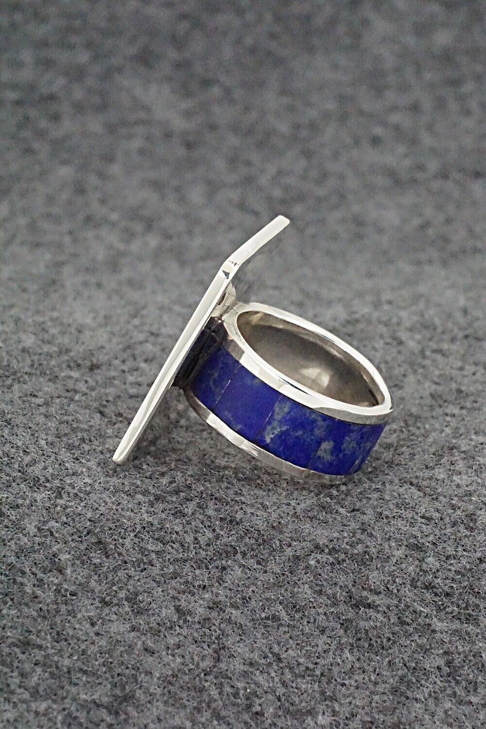 Lapis & Sterling Silver Inlay Ring - Elliot Coonsis - Size 9