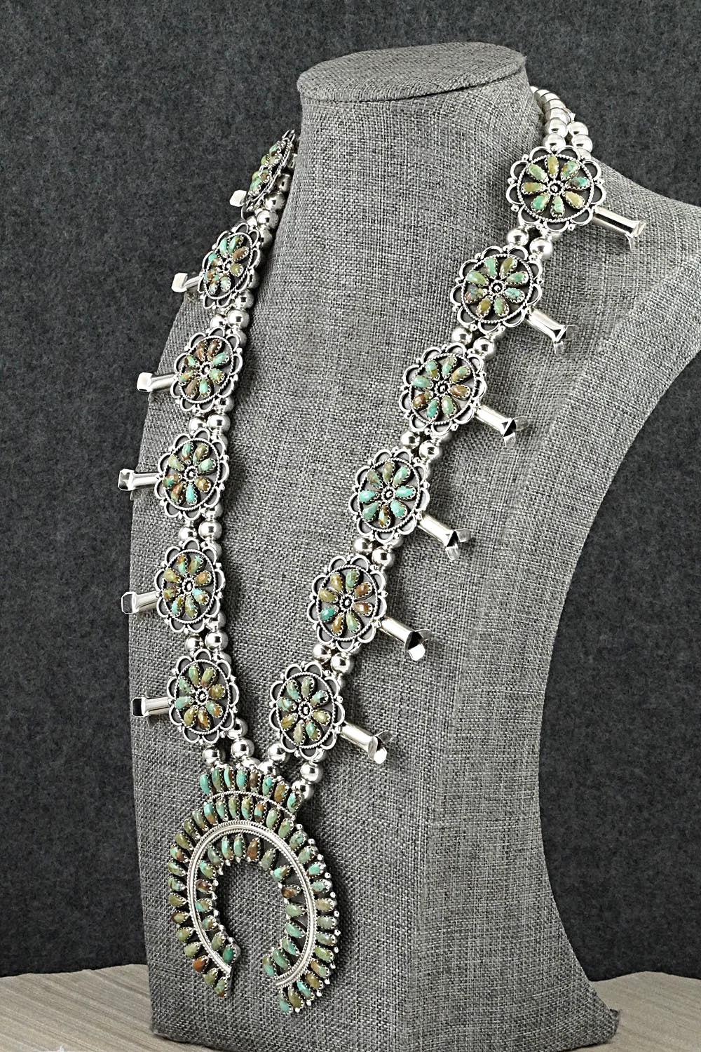 Turquoise & Sterling Silver Squash Blossom Set - Gerald Mitchell