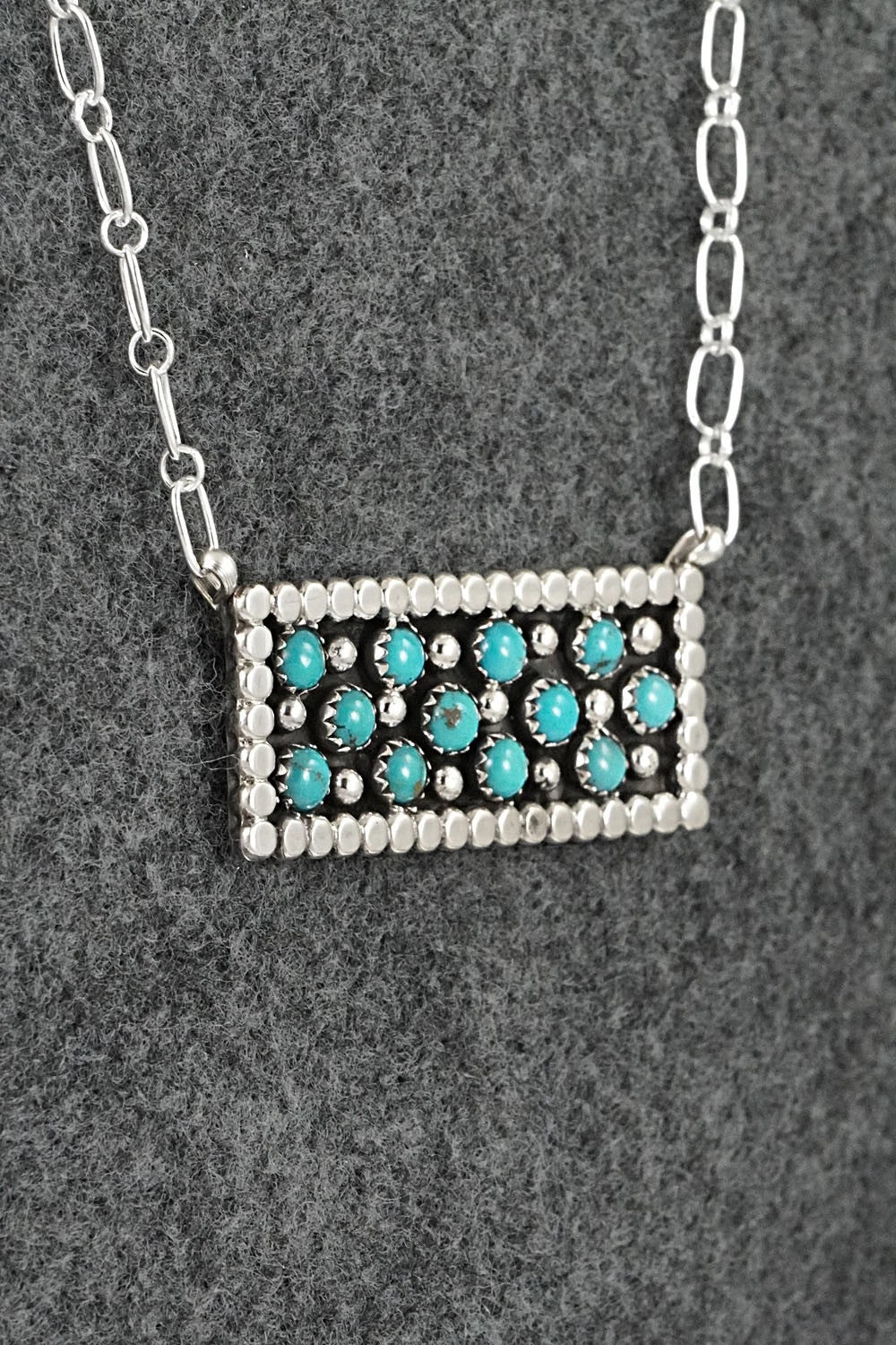 Turquoise & Sterling Silver Necklace - Kenny Lonjose