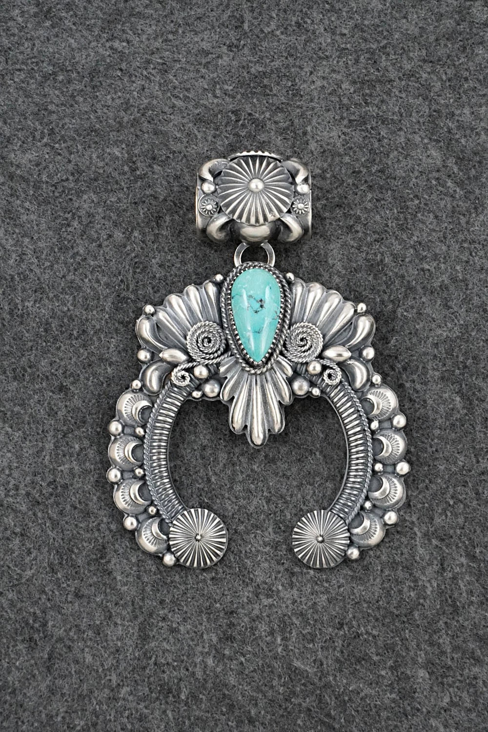 Turquoise & Sterling Silver Naja Pendant - Delbert Gordon