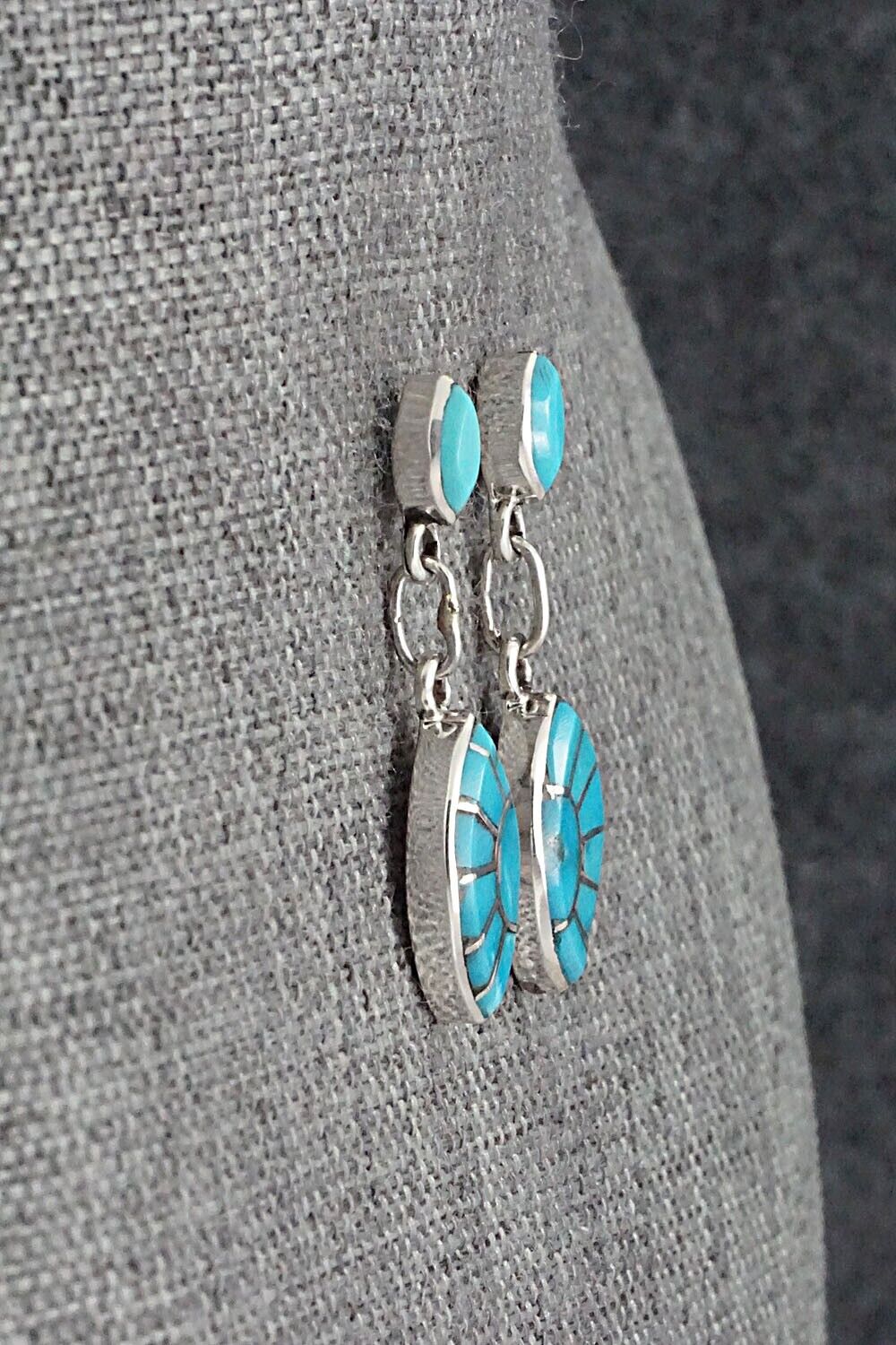 Turquoise & Sterling Silver Earrings - Eldrick Seoatwa